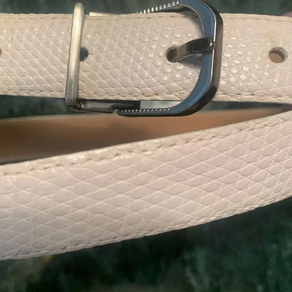 Pierre-G genuine lizard skin white belt, size 40